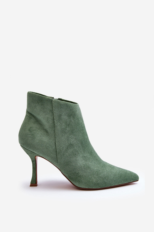 Botki Damskie Zamsz Szpilka Zielone Merisa 9555