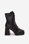 Women's Insulated Ankle Boots On Heel With Lacing Black Juvina