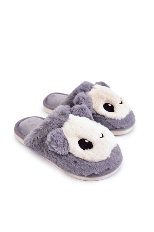 Papcie Dziecięce Futrzane Wsuwane Szare Alize