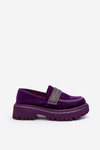 Women's Velvet Moccasins with Decoration Purple Wendreda