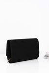 Women's Suede Clutch Bag on a Gold Chain Black
