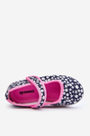 Children's Velcro Ballerinas In Print Navy Blue And Pink Selah