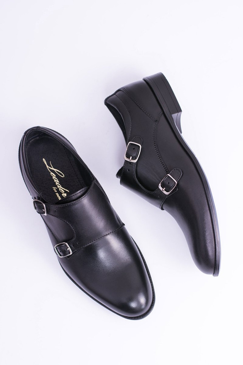 Leather Elegant Men's Monk Half Boots Black