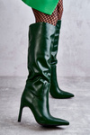 Leather Boots On A Stiletto Green Rissa