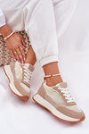 Women's Sports Shoes With Mesh On Platform Khaki Poova