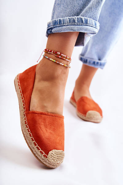 Espadryle Klasyczne Damskie Zamsz Pomarańczowe Clarice