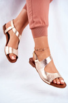 Women's Laura Messi 1116 Leather Sandals Gold Vollare