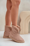 Women's Snow Boots With Drawstring Lined With Sheepskin Beige Vamidra