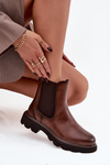 Women's winter ankle boots with zipper brown Rivelia
