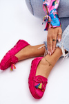 Suede Loafers With Bow And Fringes Fuchsia Dorine
