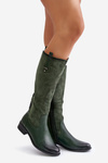 Women's Insulated Knee High Boots With Zipper Green Ivasira