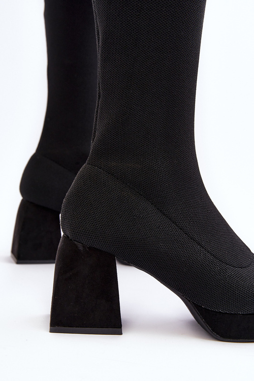 Women's black over-the-knee boots with platform and heel Manaliis