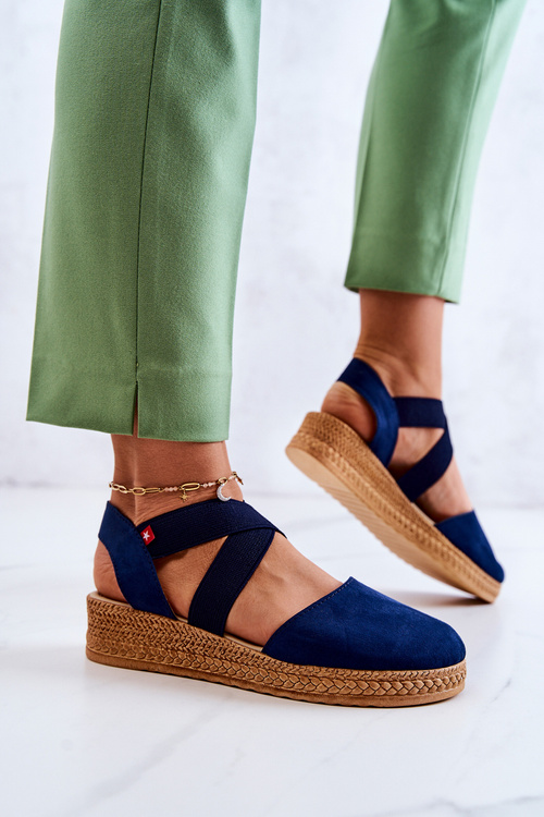 Espadryle Damskie Zamszowe Granatowe Big Star JJ276037