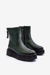 Zazoo 60369 Women's Leather Platform Ankle Boots Green