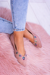 Lu Boo Pink Pointed Ballerinas Petrol Eyelets Octavia