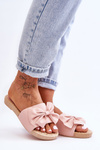 Fashionable women's slippers with a bow Pink Estera