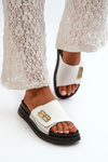 Zazoo 50101 Women's Leather Platform Slides, White