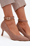 Devoria high heels with eco suede dark beige