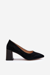 Black Suede Court Shoes with Chunky Heel Alessyndra