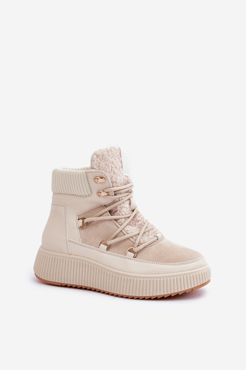Low Snow Boots On Platform Light Beige Naliora