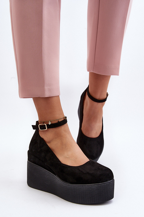 Women's Black Wedge Espadrilles Malla