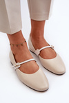 Women's Leather Ballerina Flats Laura Messi 2774 Beige