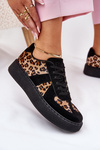 Women's Sneakers With Leopard Print On Platform Black Nativira