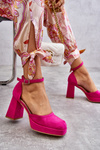Suede Chunky Heels Platform Pumps Fuchsia Diame