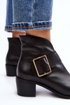 Women's leather ankle boots with low heel and buckle black Liliane