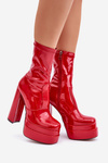 Lacquered Ankle Boots On Platform And High Heel Red Lotisha