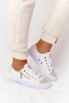 Women's Sneakers With A Zipper White-Gold Festival