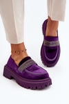 Women's Velvet Moccasins with Decoration Purple Wendreda
