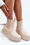 Leather Boots Ankle Boots with Zip Beige Pitrese