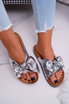 Cork Flip Flops with Enchain Silver Metallics