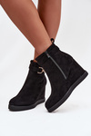 Women's Platform Ankle Boots with Decorative Detail Black Marivana