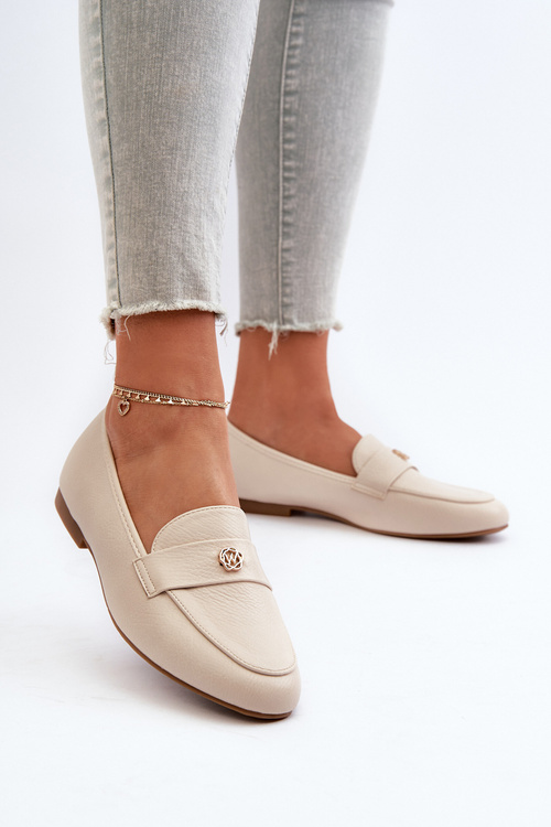 Damskie Mokasyny Płaski Obcas Beżowe Sylvaine 24PB98-6990