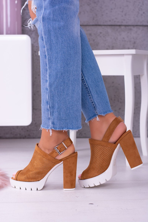 Lu Boo Brown Suede Stiletto Sandals Emare