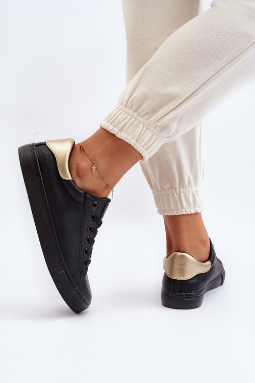 Trampki Eko Skóra Damskie Czarne Tiraelle 24SP02-7051