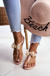 Beige Women's Rubber Sandals Bow Japanese Etta