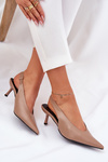 Heels With Open Back Eco Leather Dark Beige Aricandia