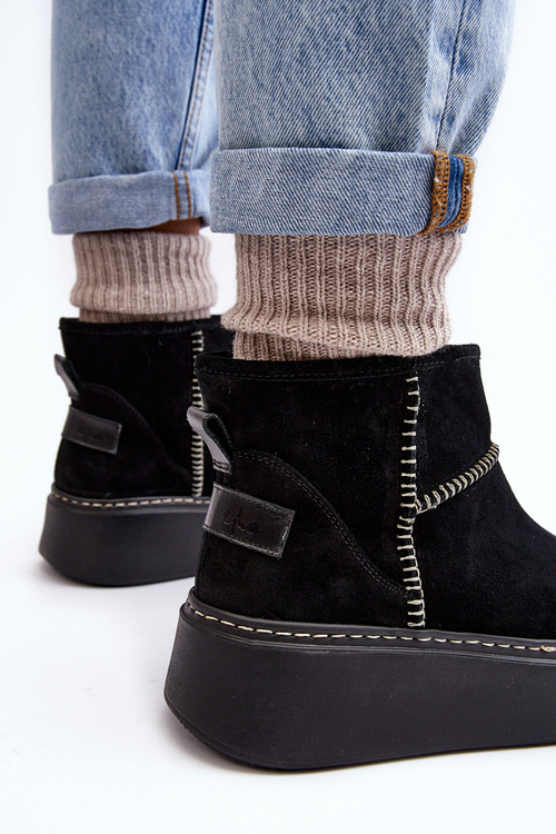 Women's Suede Snow Boots Maciejka 06257-01 Black