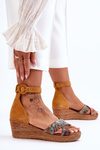 Suede Wedge Sandals Maciejka 04565-43 Orange