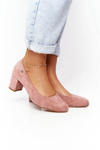Suede Pumps On A Block Heel Sergio Leone PB178 Pink