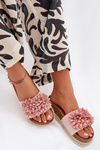 Women's Platform Sandals With Decorative Flowers Pink Tessara