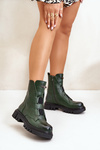 Warm Women’s Worker Boots with Zipper Eco Leather Green Mailyra