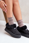 Women's Fur-Trimmed Snow Boots Black Rainsa