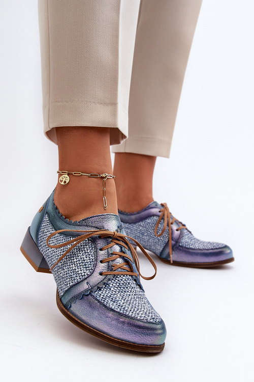 Półbuty Skóra Naturalna Damskie Niebieskie Maciejka 06452-06