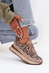 Suede Insulated Women's Sneakers on Platform Vinceza 66836 Leopard Beige