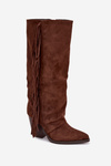 Women's Cowboy Boots With Fringes On A Heel Brown Tivara