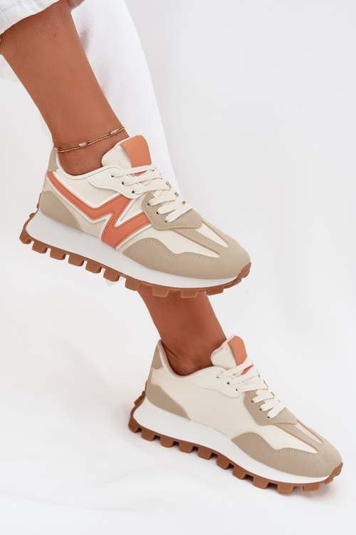 Damskie Buty Sportowe Sneakersy Beżowe Kalelia